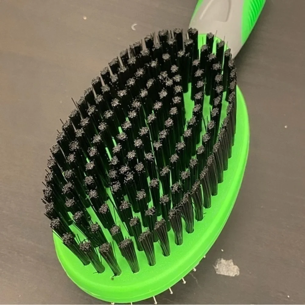 Dog Brush for Shedding Two Sided Lime Green Rubber Grip 2 in 1 Pet Brush